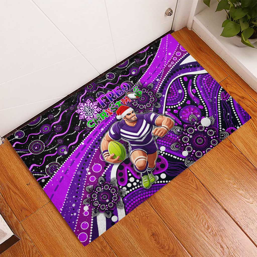 Merry Christmas AFL Fremantle Freo Rubber Doormat Aboriginal Santa Football Mascot
