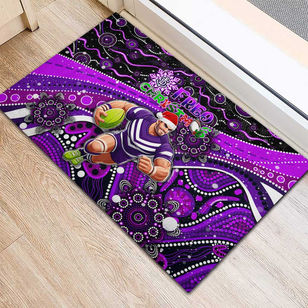 Merry Christmas AFL Fremantle Freo Rubber Doormat Aboriginal Santa Football Mascot