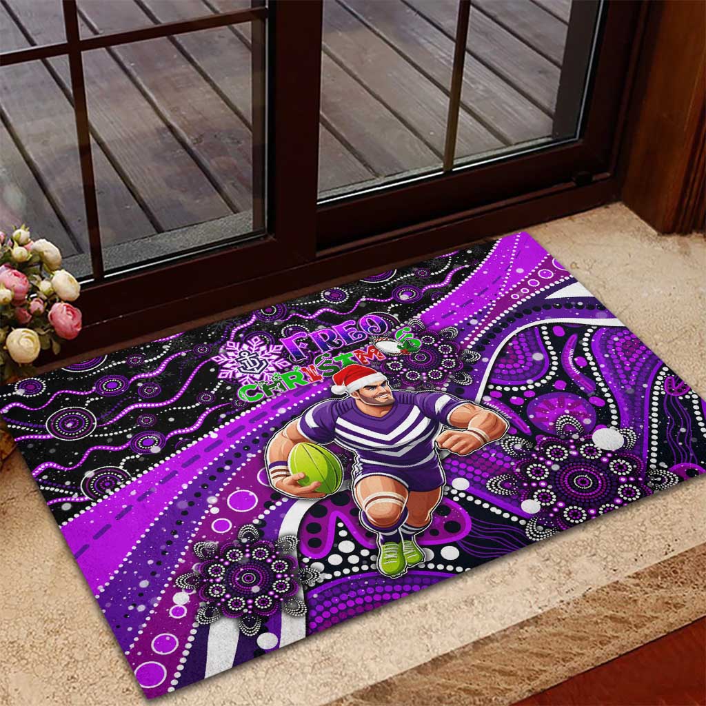 Merry Christmas AFL Fremantle Freo Rubber Doormat Aboriginal Santa Football Mascot