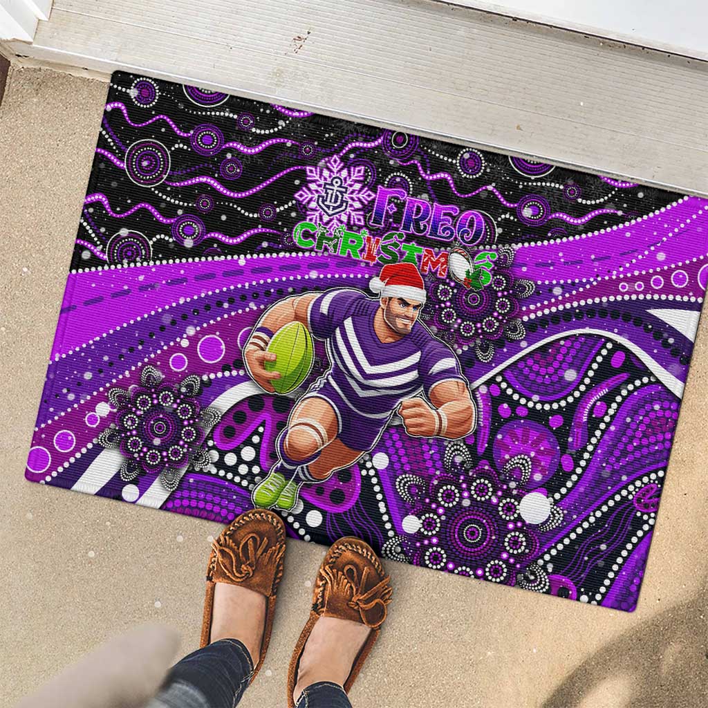 Merry Christmas AFL Fremantle Freo Rubber Doormat Aboriginal Santa Football Mascot