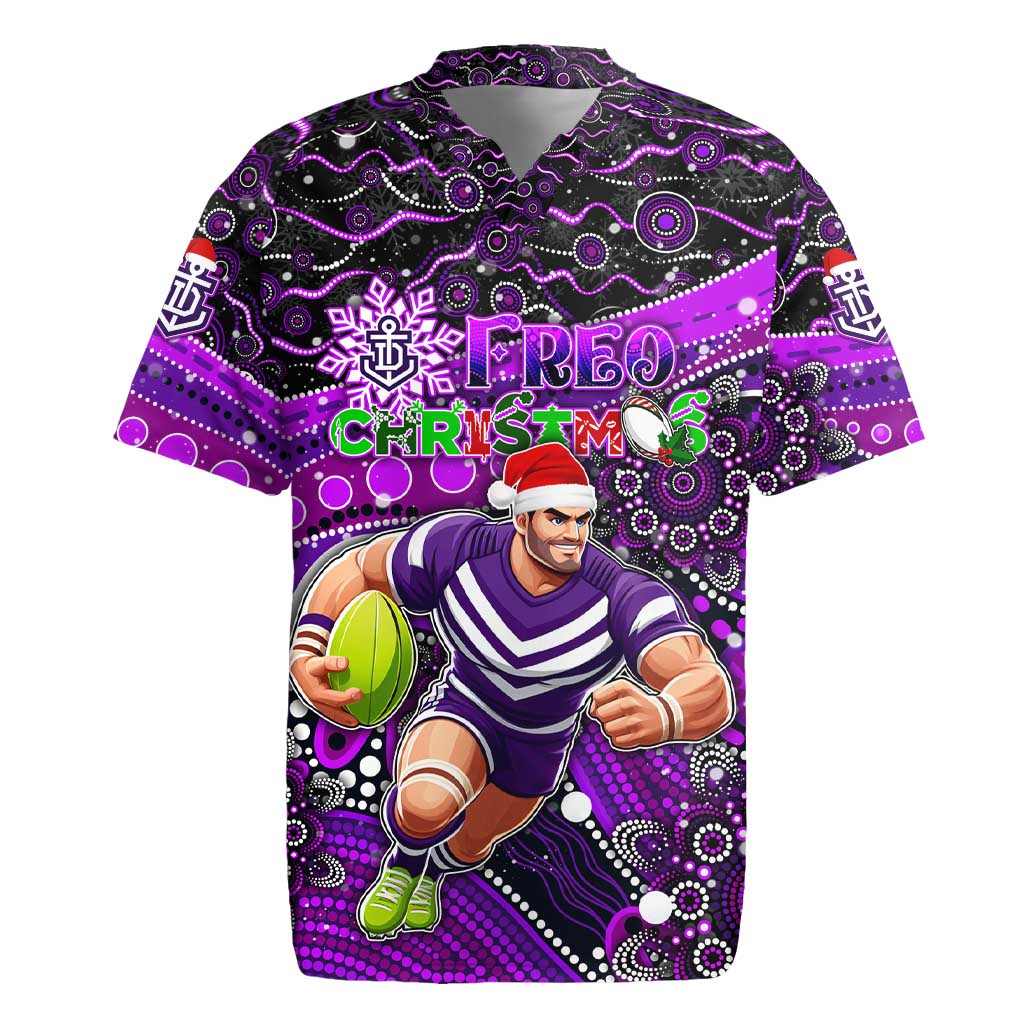 Merry Christmas AFL Fremantle Freo Rugby Jersey Aboriginal Santa Football Mascot