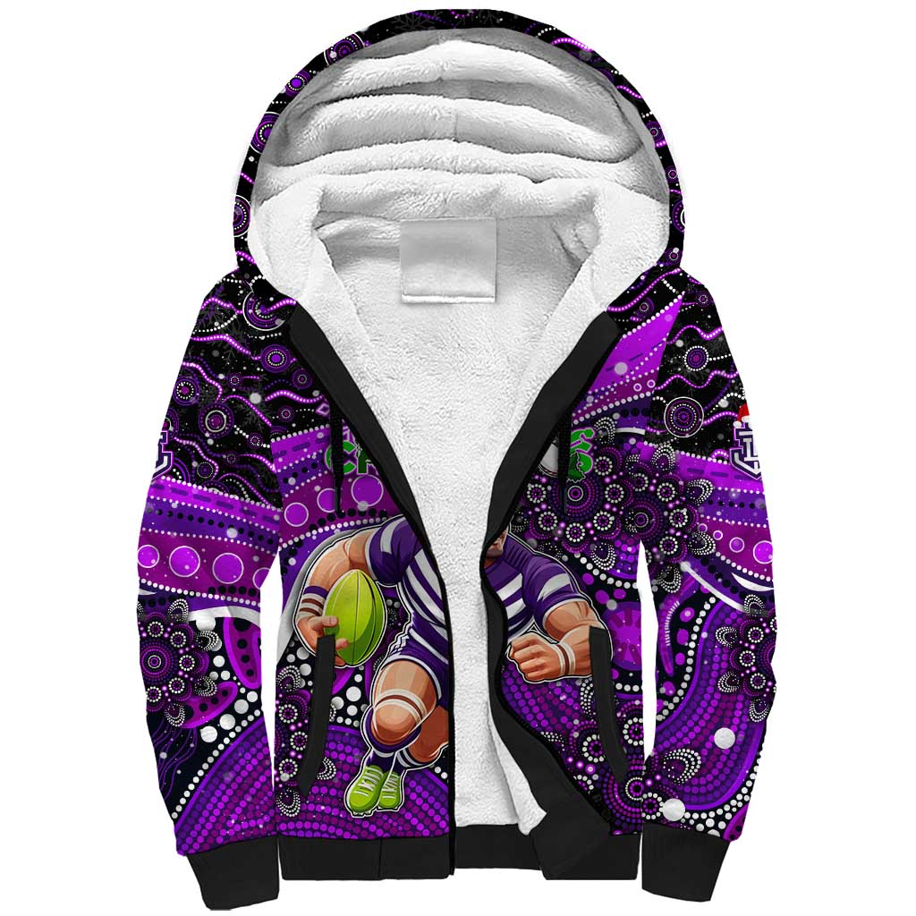 Merry Christmas AFL Fremantle Freo Sherpa Hoodie Aboriginal Santa Football Mascot