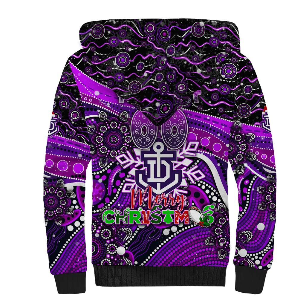 Merry Christmas AFL Fremantle Freo Sherpa Hoodie Aboriginal Santa Football Mascot