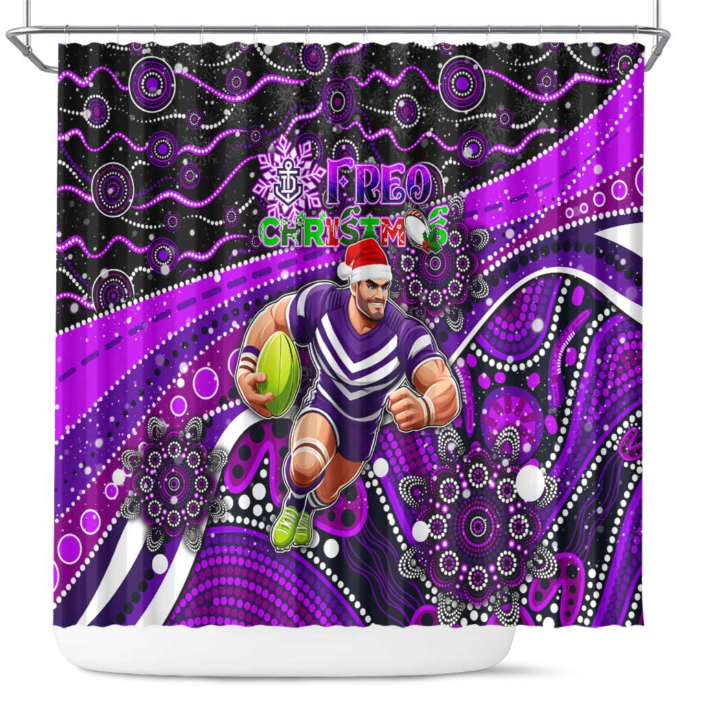 Merry Christmas AFL Fremantle Freo Shower Curtain Aboriginal Santa Football Mascot