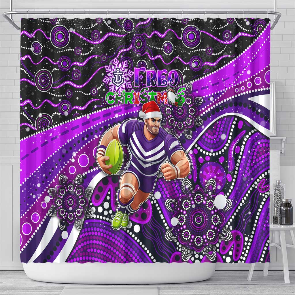 Merry Christmas AFL Fremantle Freo Shower Curtain Aboriginal Santa Football Mascot