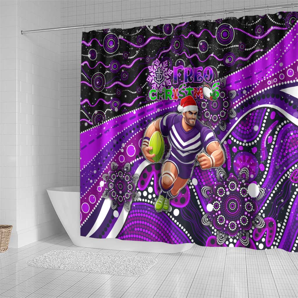 Merry Christmas AFL Fremantle Freo Shower Curtain Aboriginal Santa Football Mascot