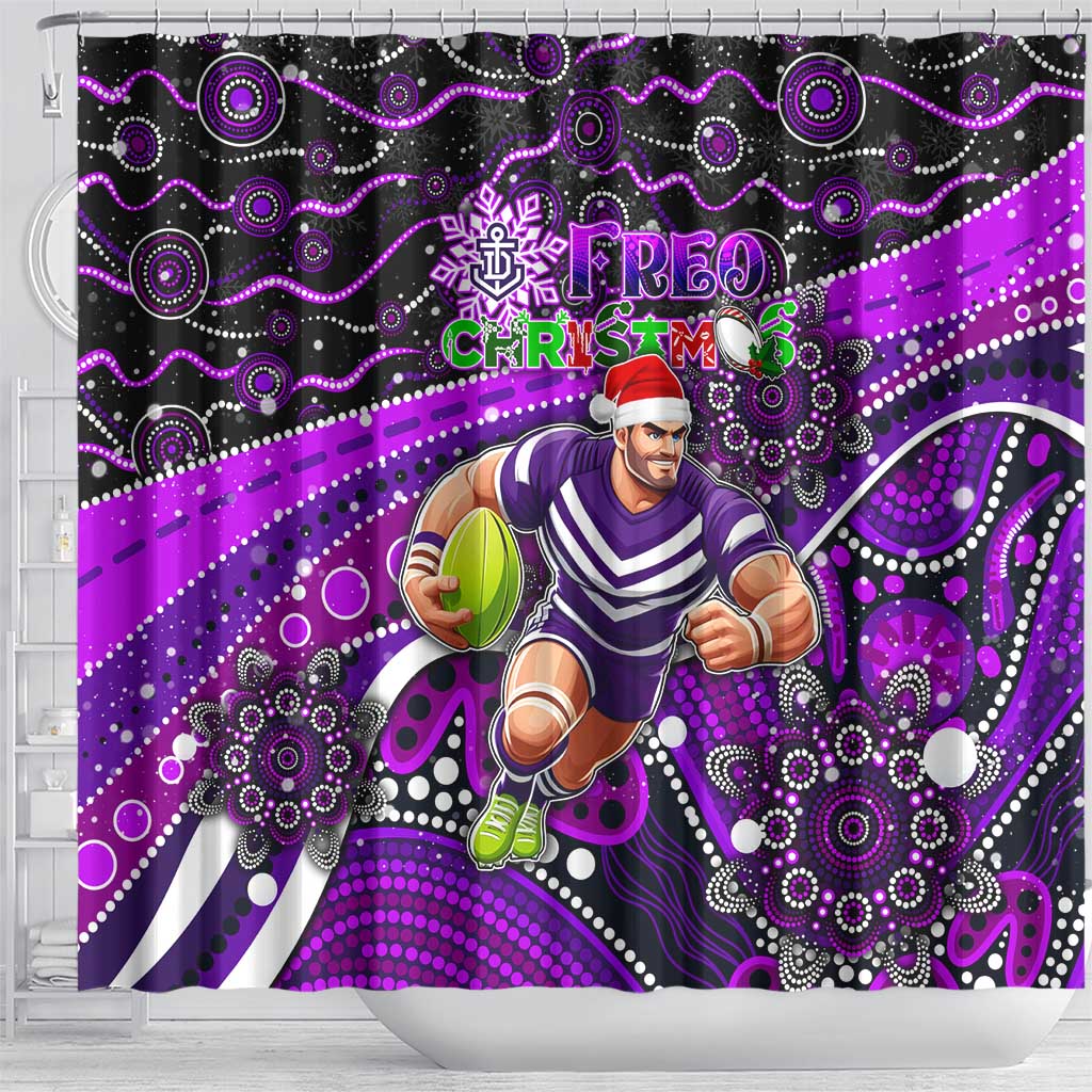 Merry Christmas AFL Fremantle Freo Shower Curtain Aboriginal Santa Football Mascot