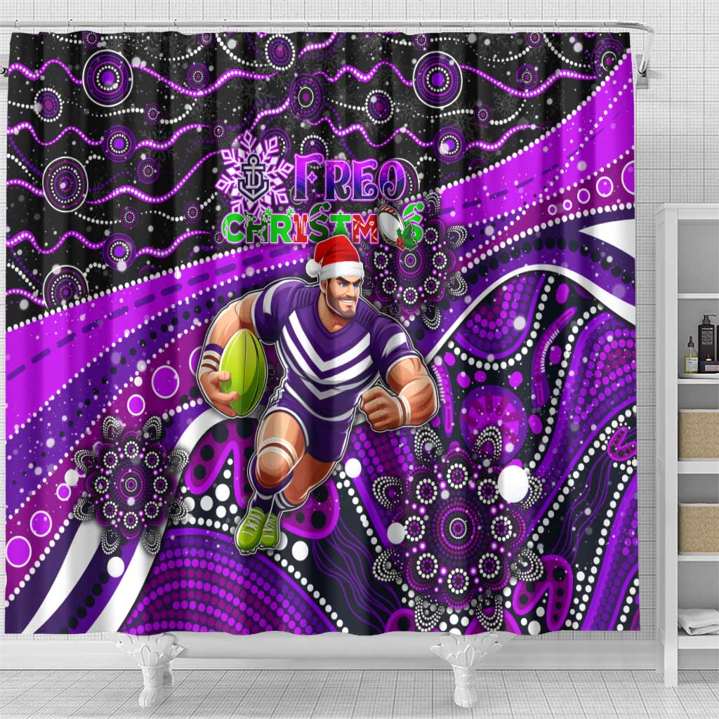 Merry Christmas AFL Fremantle Freo Shower Curtain Aboriginal Santa Football Mascot