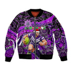 Merry Christmas AFL Fremantle Freo Sleeve Zip Bomber Jacket Aboriginal Santa Football Mascot