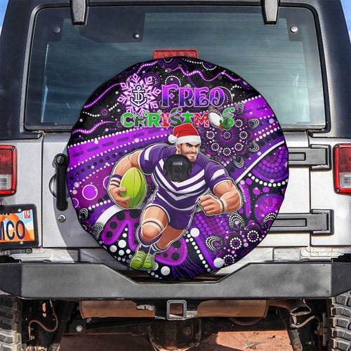 Merry Christmas AFL Fremantle Freo Spare Tire Cover Aboriginal Santa Football Mascot