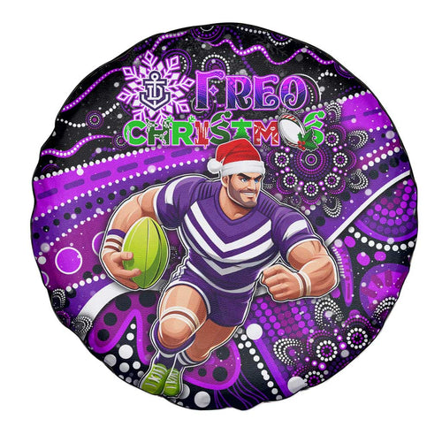 Merry Christmas AFL Fremantle Freo Spare Tire Cover Aboriginal Santa Football Mascot