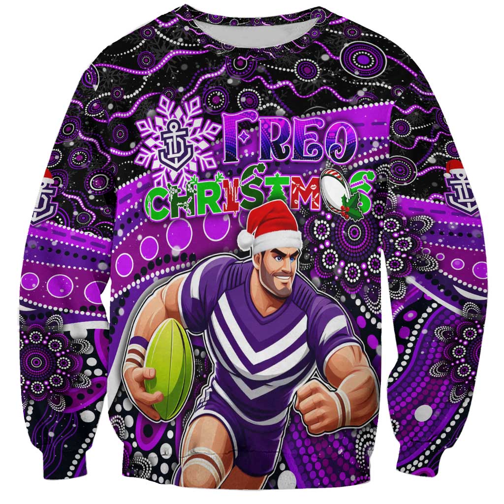 Merry Christmas AFL Fremantle Freo Sweatshirt Aboriginal Santa Football Mascot