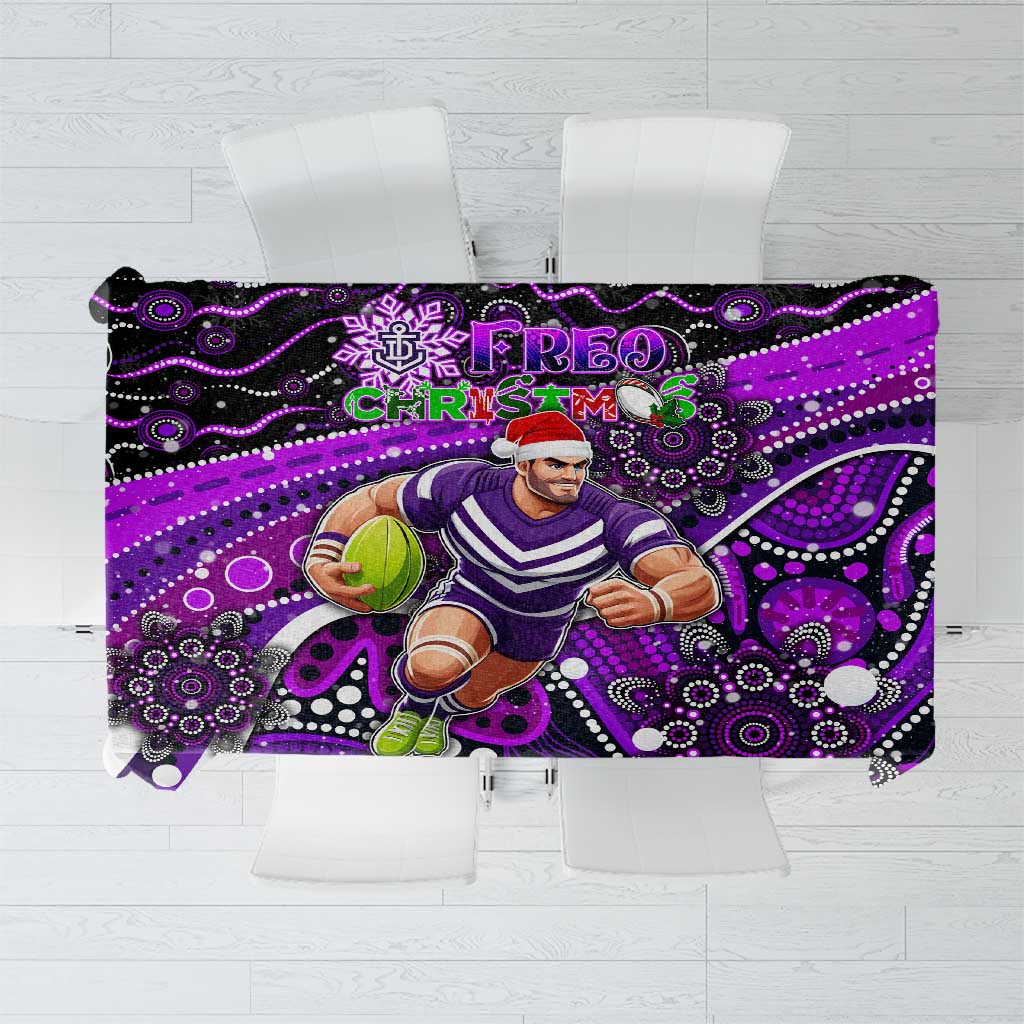Merry Christmas AFL Fremantle Freo Tablecloth Aboriginal Santa Football Mascot