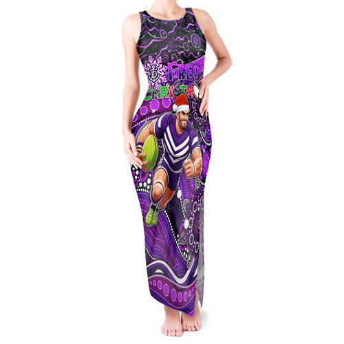 Merry Christmas AFL Fremantle Freo Tank Maxi Dress Aboriginal Santa Football Mascot
