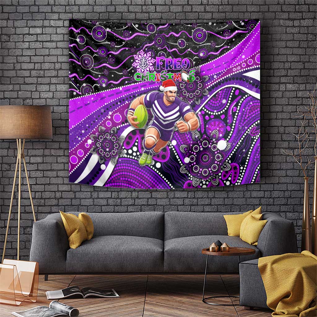 Merry Christmas AFL Fremantle Freo Tapestry Aboriginal Santa Football Mascot
