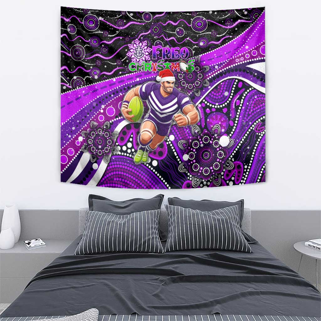 Merry Christmas AFL Fremantle Freo Tapestry Aboriginal Santa Football Mascot