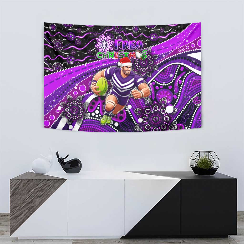 Merry Christmas AFL Fremantle Freo Tapestry Aboriginal Santa Football Mascot