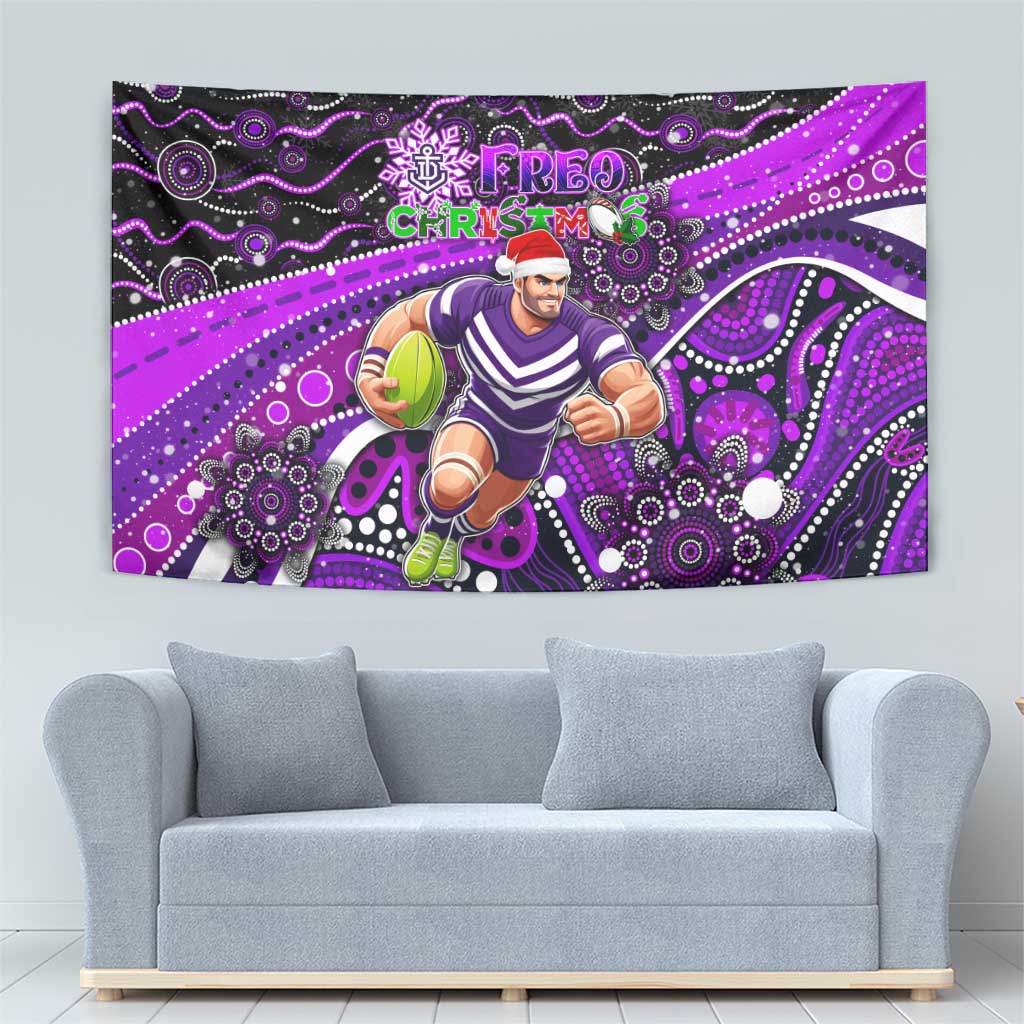 Merry Christmas AFL Fremantle Freo Tapestry Aboriginal Santa Football Mascot