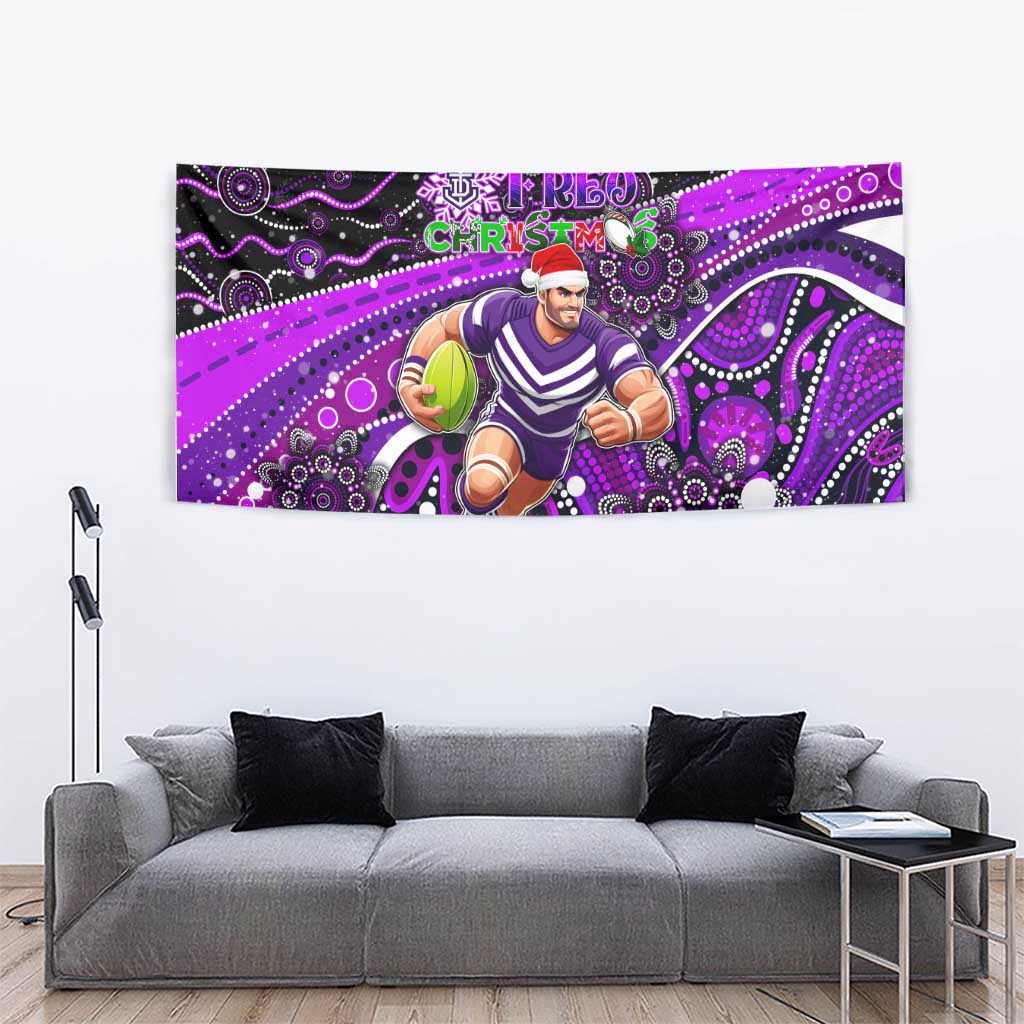 Merry Christmas AFL Fremantle Freo Tapestry Aboriginal Santa Football Mascot