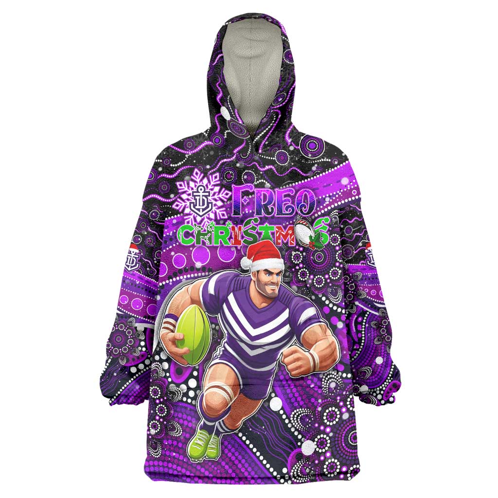 Merry Christmas AFL Fremantle Freo Wearable Blanket Hoodie Aboriginal Santa Football Mascot