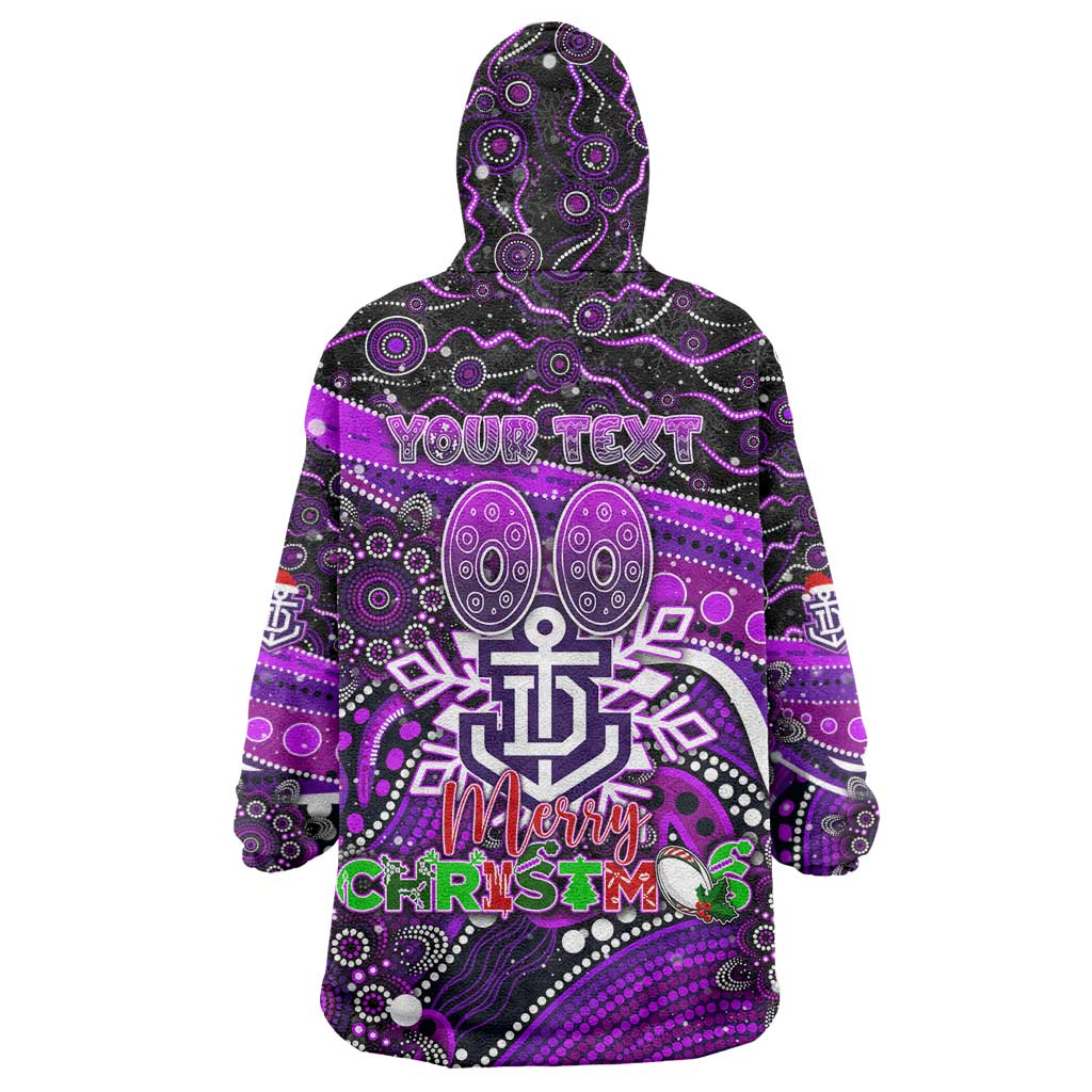 Merry Christmas AFL Fremantle Freo Wearable Blanket Hoodie Aboriginal Santa Football Mascot