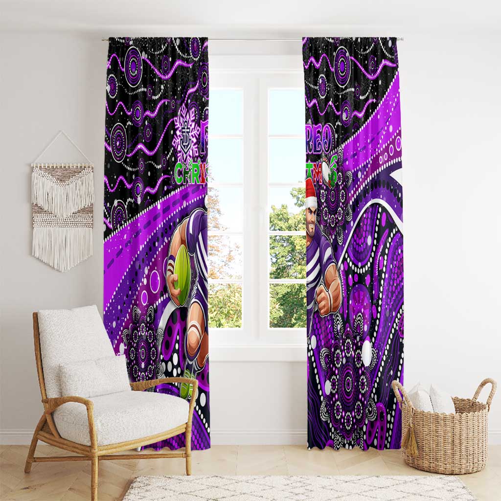 Merry Christmas AFL Fremantle Freo Window Curtain Aboriginal Santa Football Mascot