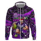 Merry Christmas AFL Fremantle Freo Zip Hoodie Aboriginal Santa Football Mascot