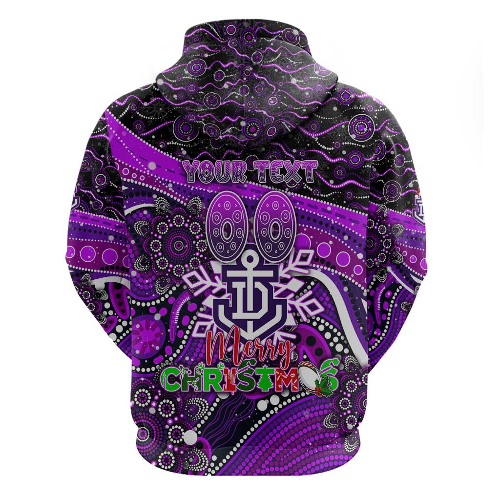 Merry Christmas AFL Fremantle Freo Zip Hoodie Aboriginal Santa Football Mascot