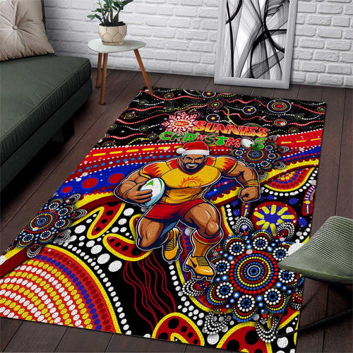 Merry Christmas AFL Gold Coast Suns Area Rug Aboriginal Santa Football Mascot