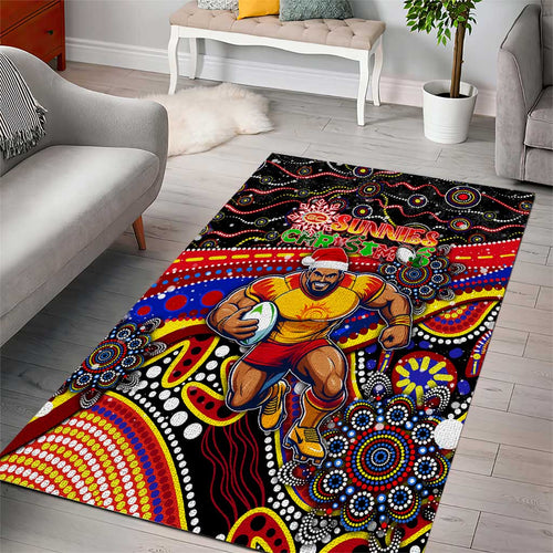Merry Christmas AFL Gold Coast Suns Area Rug Aboriginal Santa Football Mascot