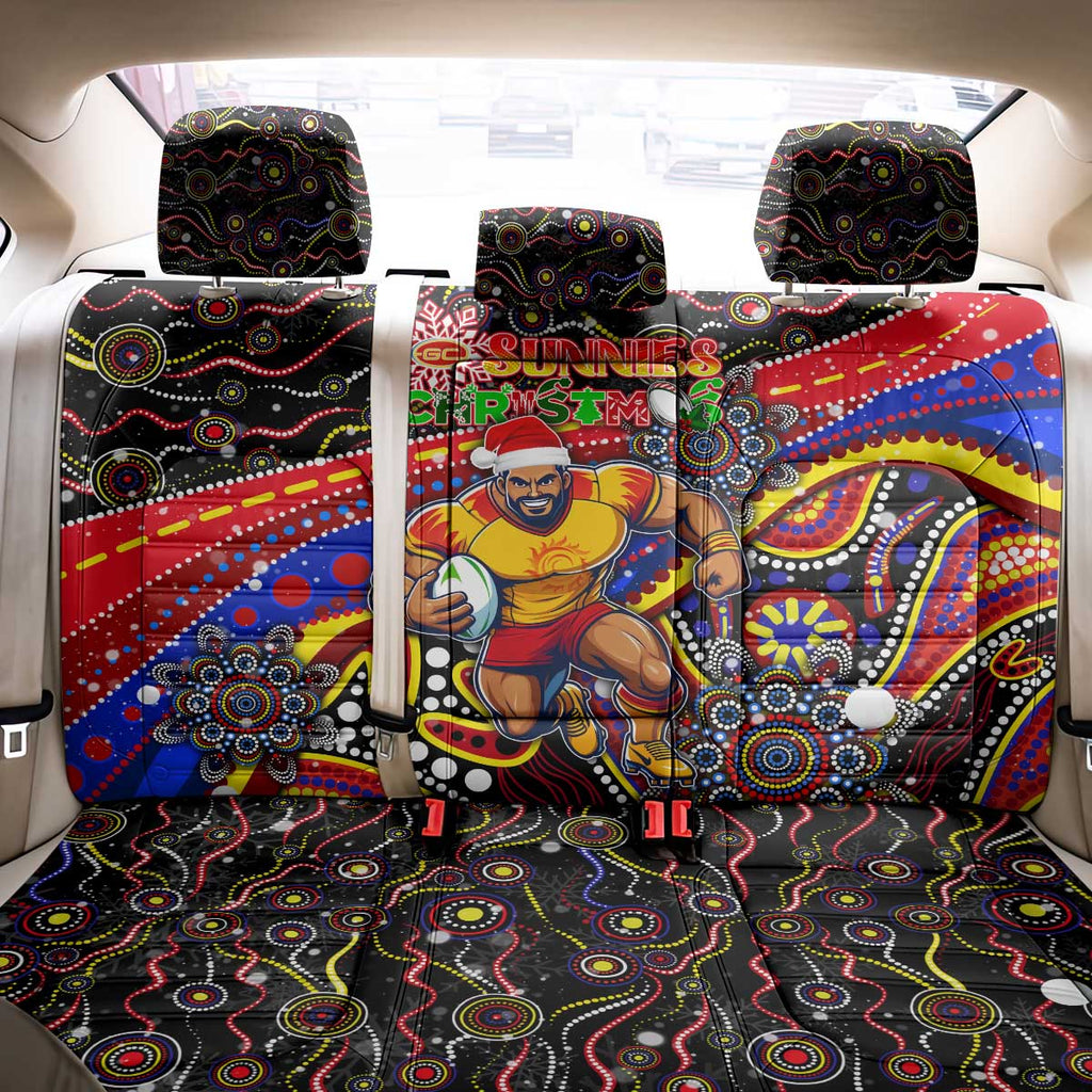 Merry Christmas AFL Gold Coast Suns Back Car Seat Cover Aboriginal Santa Football Mascot
