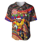 Merry Christmas AFL Gold Coast Suns Baseball Jersey Aboriginal Santa Football Mascot