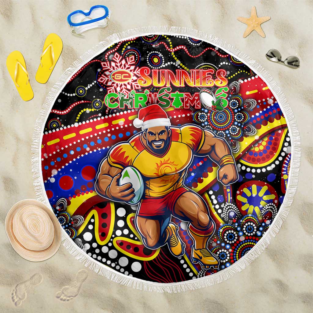 Merry Christmas AFL Gold Coast Suns Beach Blanket Aboriginal Santa Football Mascot