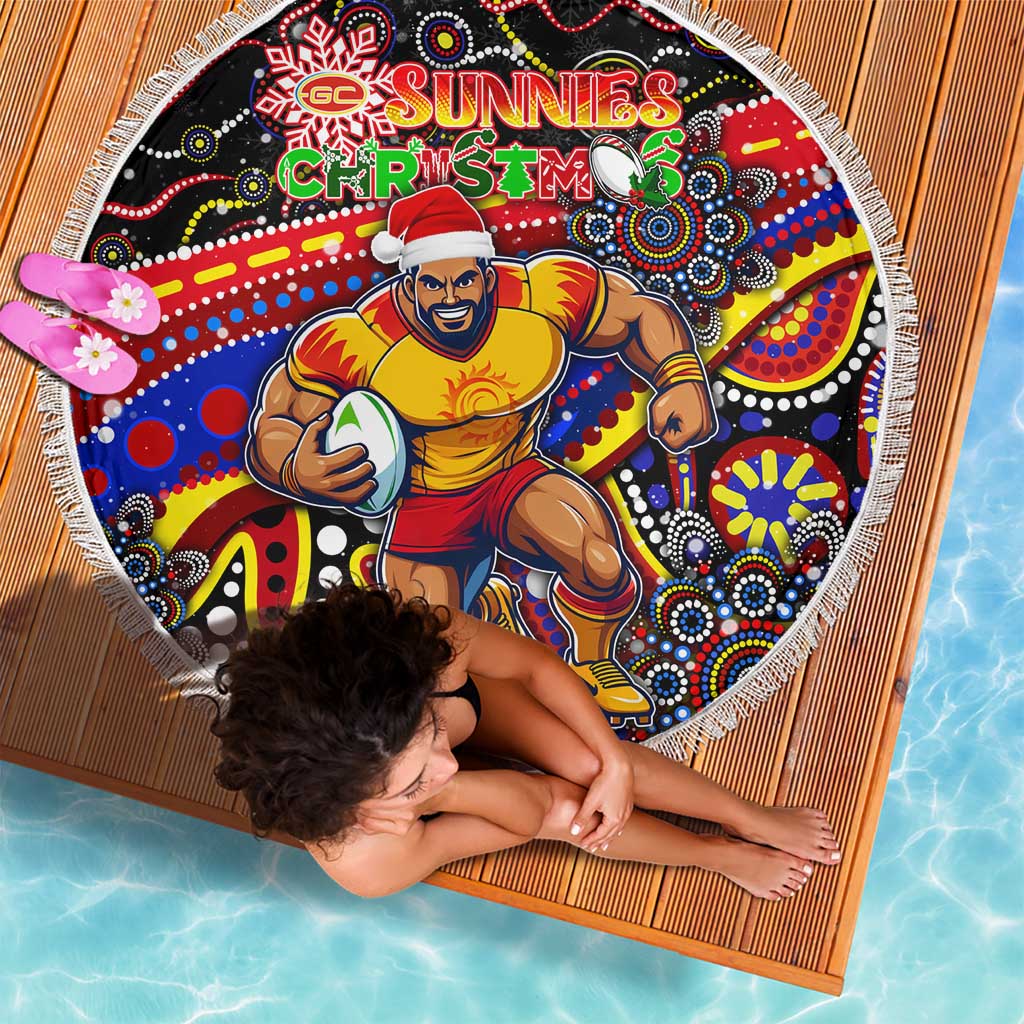 Merry Christmas AFL Gold Coast Suns Beach Blanket Aboriginal Santa Football Mascot