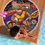 Merry Christmas AFL Gold Coast Suns Beach Blanket Aboriginal Santa Football Mascot