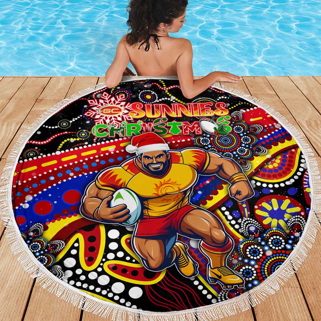 Merry Christmas AFL Gold Coast Suns Beach Blanket Aboriginal Santa Football Mascot