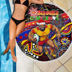 Merry Christmas AFL Gold Coast Suns Beach Blanket Aboriginal Santa Football Mascot
