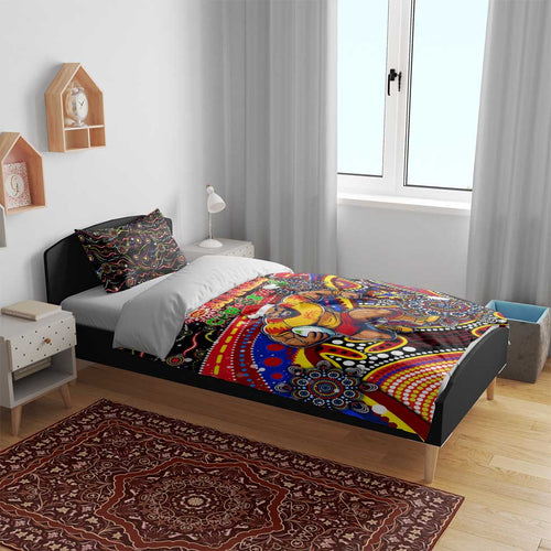 Merry Christmas AFL Gold Coast Suns Bedding Set Aboriginal Santa Football Mascot