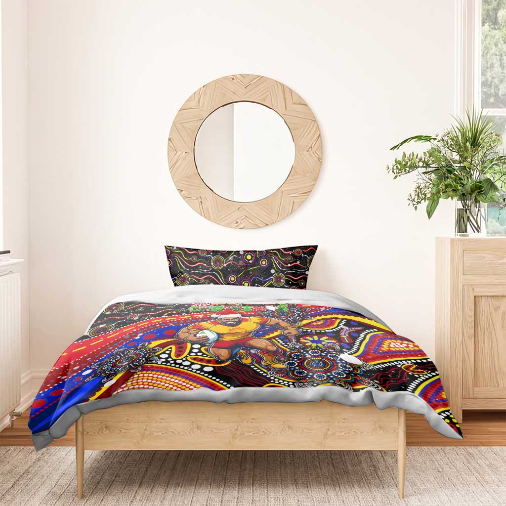 Merry Christmas AFL Gold Coast Suns Bedding Set Aboriginal Santa Football Mascot