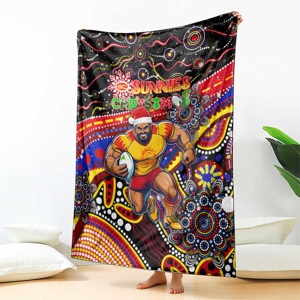 Merry Christmas AFL Gold Coast Suns Blanket Aboriginal Santa Football Mascot