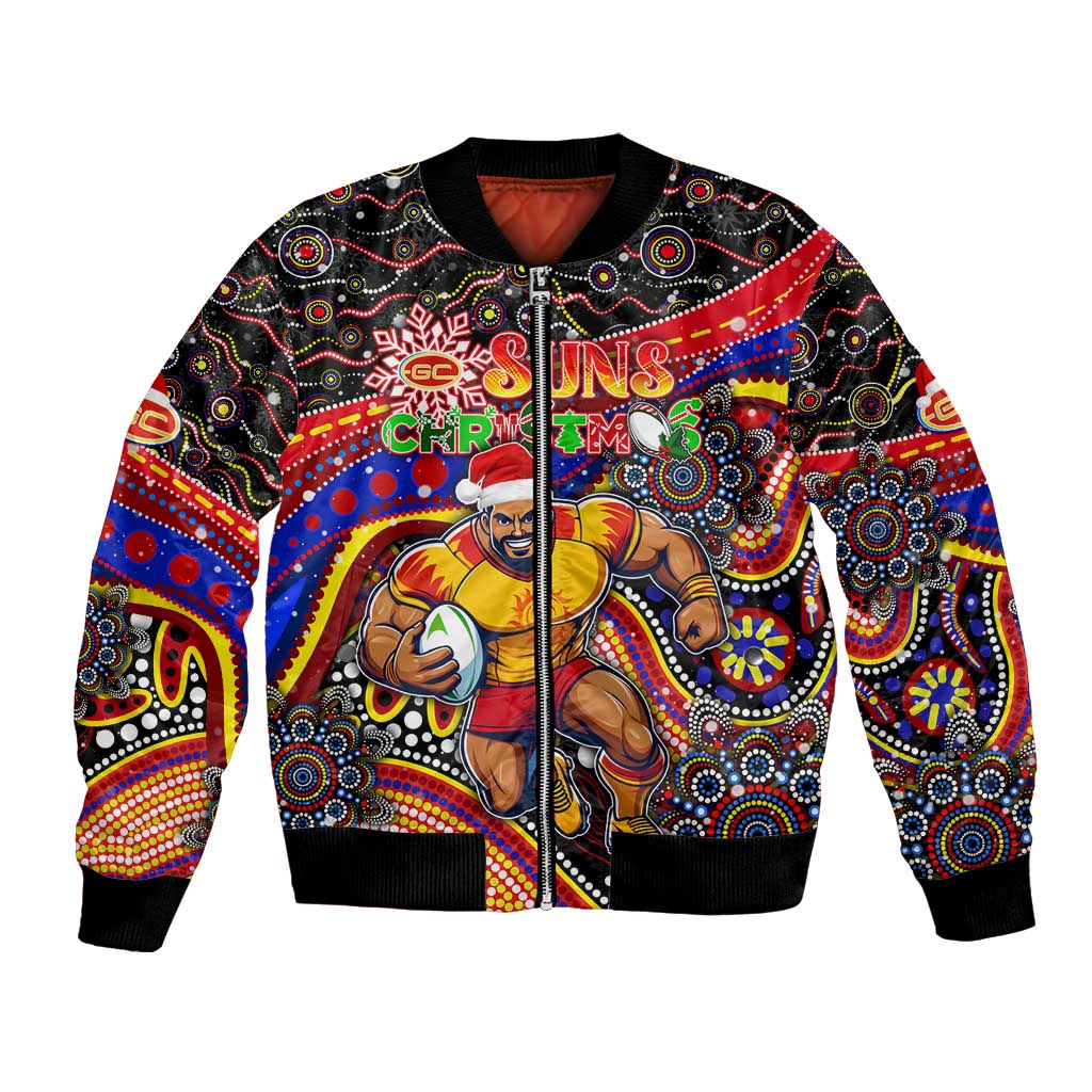 Merry Christmas AFL Gold Coast Suns Bomber Jacket Aboriginal Santa Football Mascot