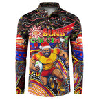Merry Christmas AFL Gold Coast Suns Button Sweatshirt Aboriginal Santa Football Mascot