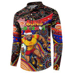 Merry Christmas AFL Gold Coast Suns Button Sweatshirt Aboriginal Santa Football Mascot