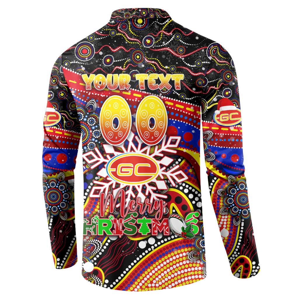 Merry Christmas AFL Gold Coast Suns Button Sweatshirt Aboriginal Santa Football Mascot