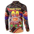 Merry Christmas AFL Gold Coast Suns Button Sweatshirt Aboriginal Santa Football Mascot