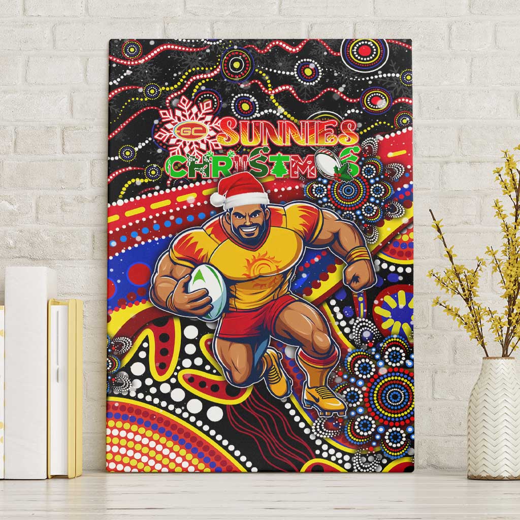 Merry Christmas AFL Gold Coast Suns Canvas Wall Art Aboriginal Santa Football Mascot