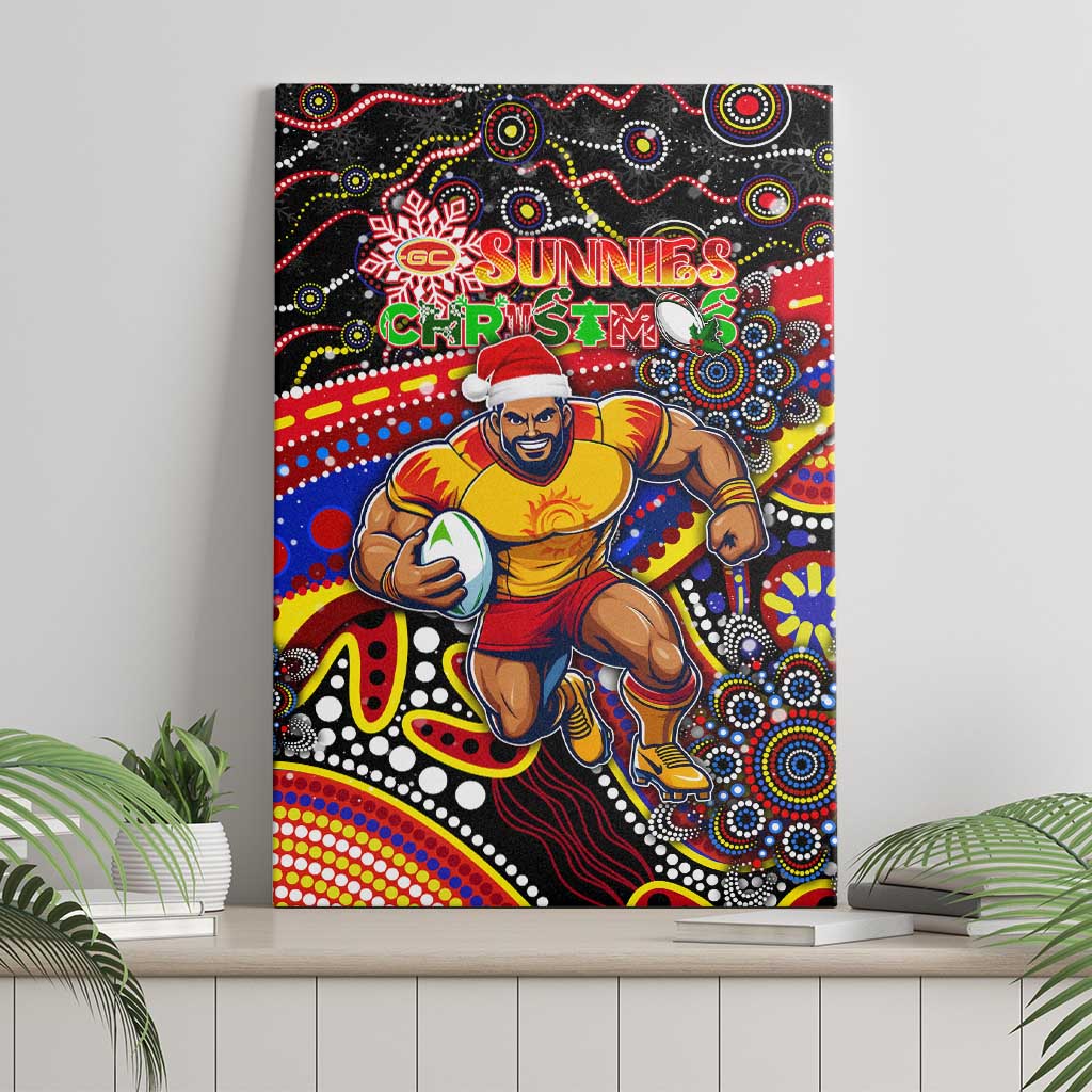 Merry Christmas AFL Gold Coast Suns Canvas Wall Art Aboriginal Santa Football Mascot