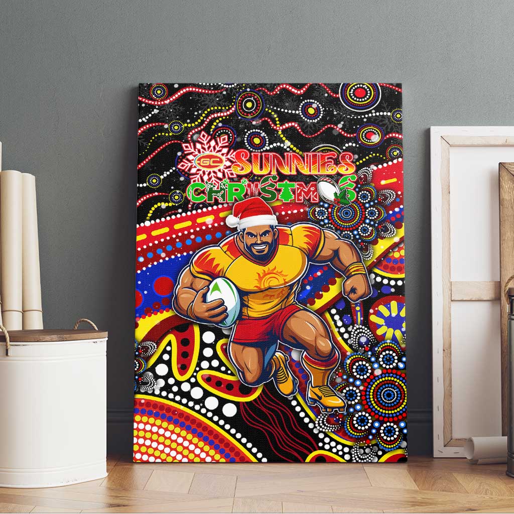 Merry Christmas AFL Gold Coast Suns Canvas Wall Art Aboriginal Santa Football Mascot