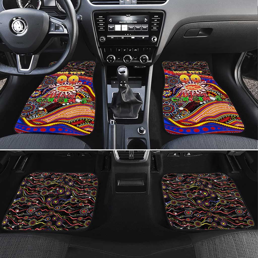Merry Christmas AFL Gold Coast Suns Car Mats Aboriginal Santa Football Mascot