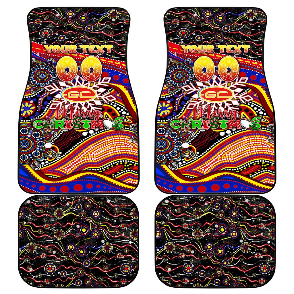 Merry Christmas AFL Gold Coast Suns Car Mats Aboriginal Santa Football Mascot